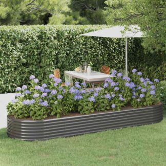 vidaXL Ζαρντινιέρα Γκρι 322x100x36 εκ. Γαλβανισμένος χάλυβας