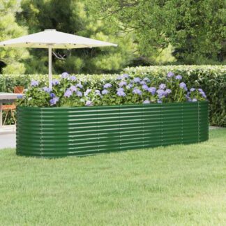 vidaXL Ζαρντινιέρα Πράσινη 322x100x68εκ Γαλβανισμένος χάλυβας