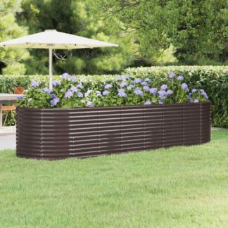 vidaXL Ζαρντινιέρα Καφέ 322x100x68 εκ. Γαλβανισμένος χάλυβας