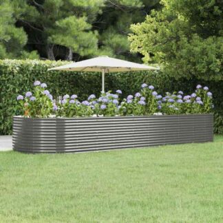 vidaXL Ζαρντινιέρα Γκρι 447x140x68 εκ. Γαλβανισμένος χάλυβας