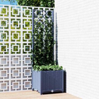 vidaXL Γλάστρα Κήπου με Πλέγμα Μπλε Γκρι 40x40x136 εκ. από Πολυπροπυλένιο
