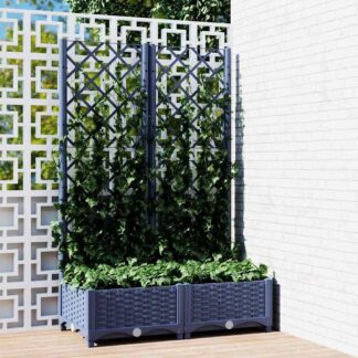 vidaXL Γλάστρα Κήπου με Πλέγμα Μπλε Γκρι 80x40x121,5 εκ. από Πολυπροπυλένιο
