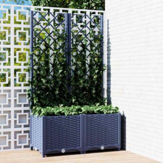 vidaXL Γλάστρα Κήπου με Πλέγμα Μπλε Γκρι 80x40x136 εκ. από Πολυπροπυλένιο