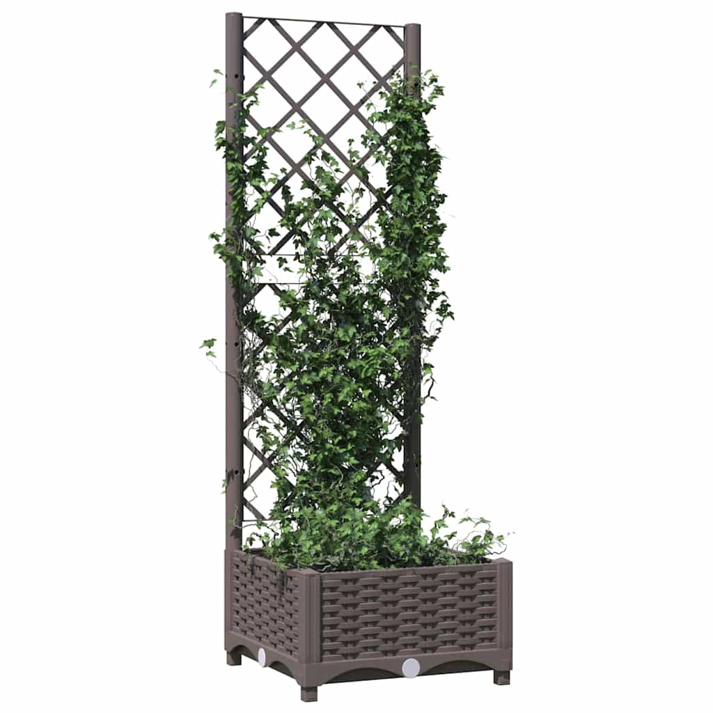 vidaXL Ζαρντινιέρα Κήπου με Καφασωτό Καφέ 40 x 40 x 121,5 εκ. από PP - Image 3
