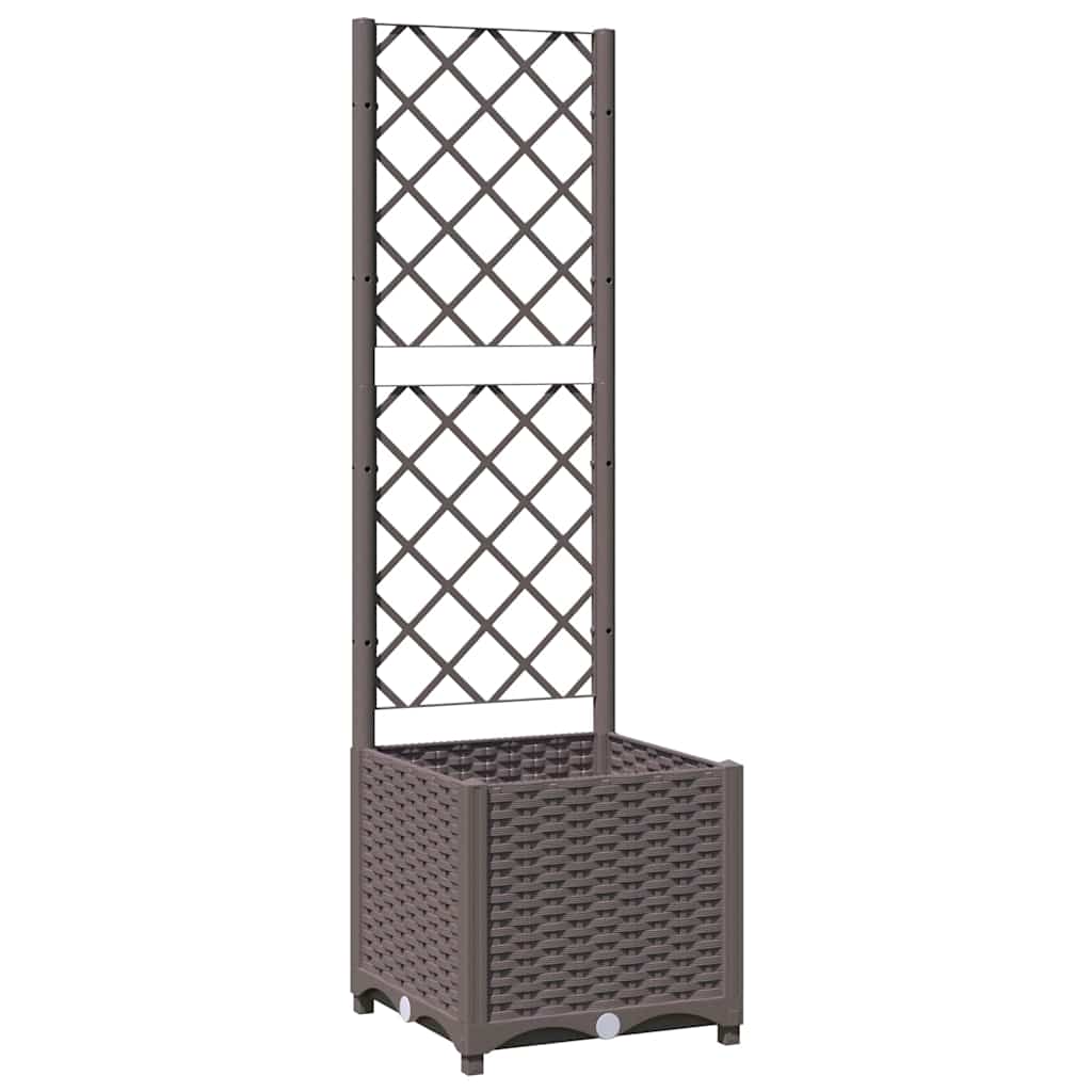 vidaXL Ζαρντινιέρα Κήπου με Καφασωτό Καφέ 40 x 40 x 136 εκ. από PP - Image 2