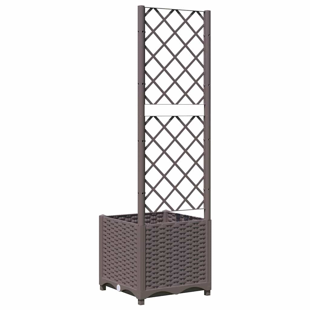 vidaXL Ζαρντινιέρα Κήπου με Καφασωτό Καφέ 40 x 40 x 136 εκ. από PP - Image 4