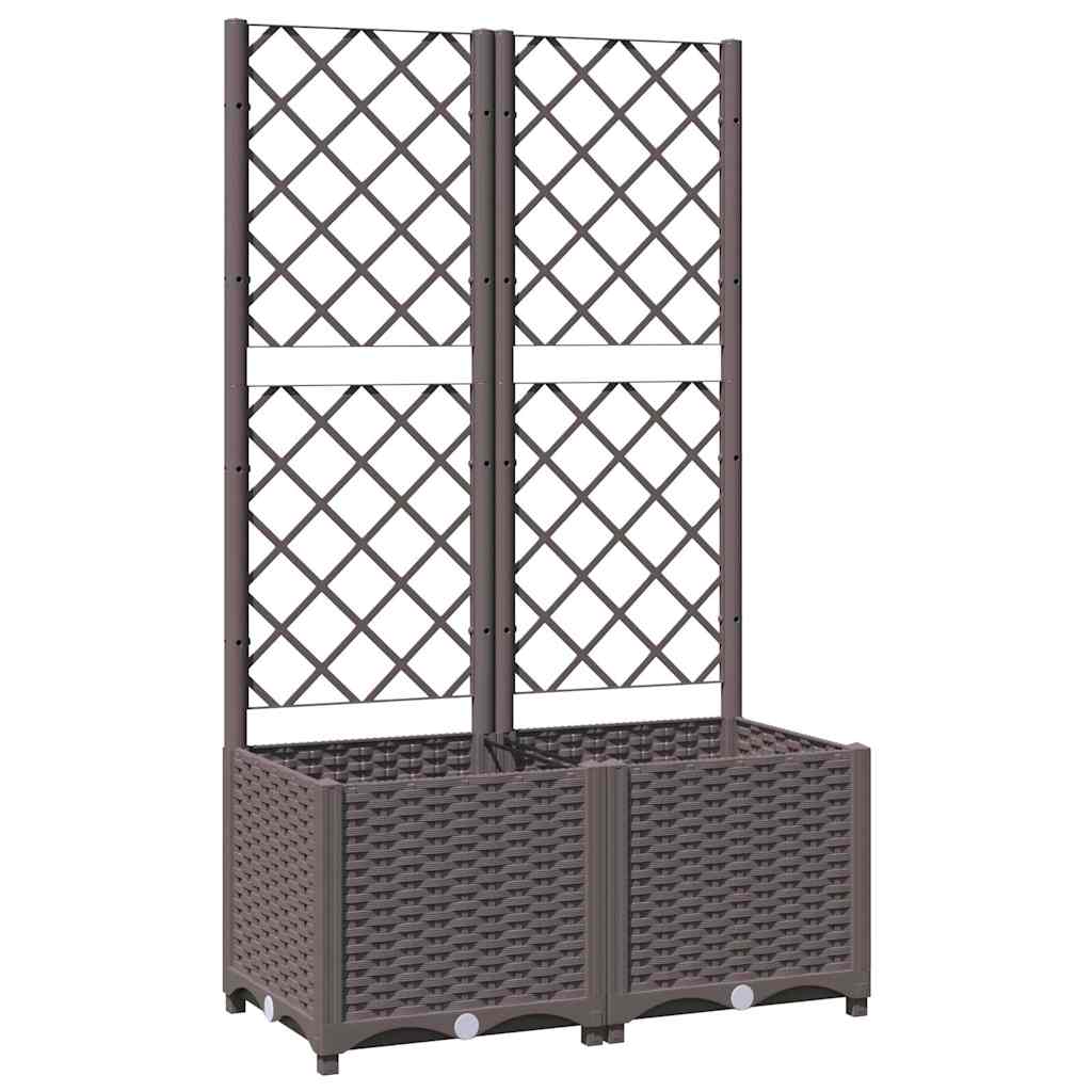 vidaXL Ζαρντινιέρα Κήπου με Καφασωτό Καφέ 80 x 40 x 136 εκ. από PP - Image 2