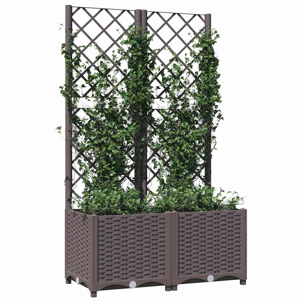 vidaXL Ζαρντινιέρα Κήπου με Καφασωτό Καφέ 80 x 40 x 136 εκ. από PP - Image 3