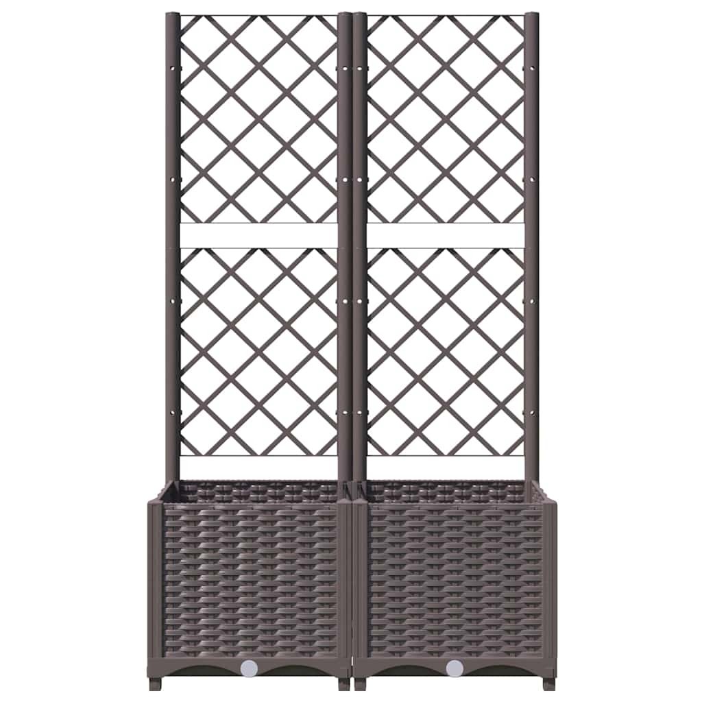 vidaXL Ζαρντινιέρα Κήπου με Καφασωτό Καφέ 80 x 40 x 136 εκ. από PP - Image 4