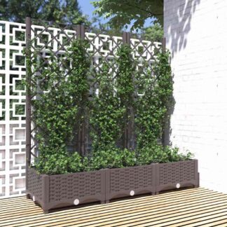 vidaXL Γλάστρα Κήπου με Πλέγμα Καφέ 120x40x121,5 εκ. από Πολυπροπυλένιο