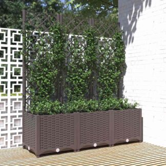 vidaXL Γλάστρα Κήπου με Πλέγμα Καφέ 120x40x136 εκ. από Πολυπροπυλένιο