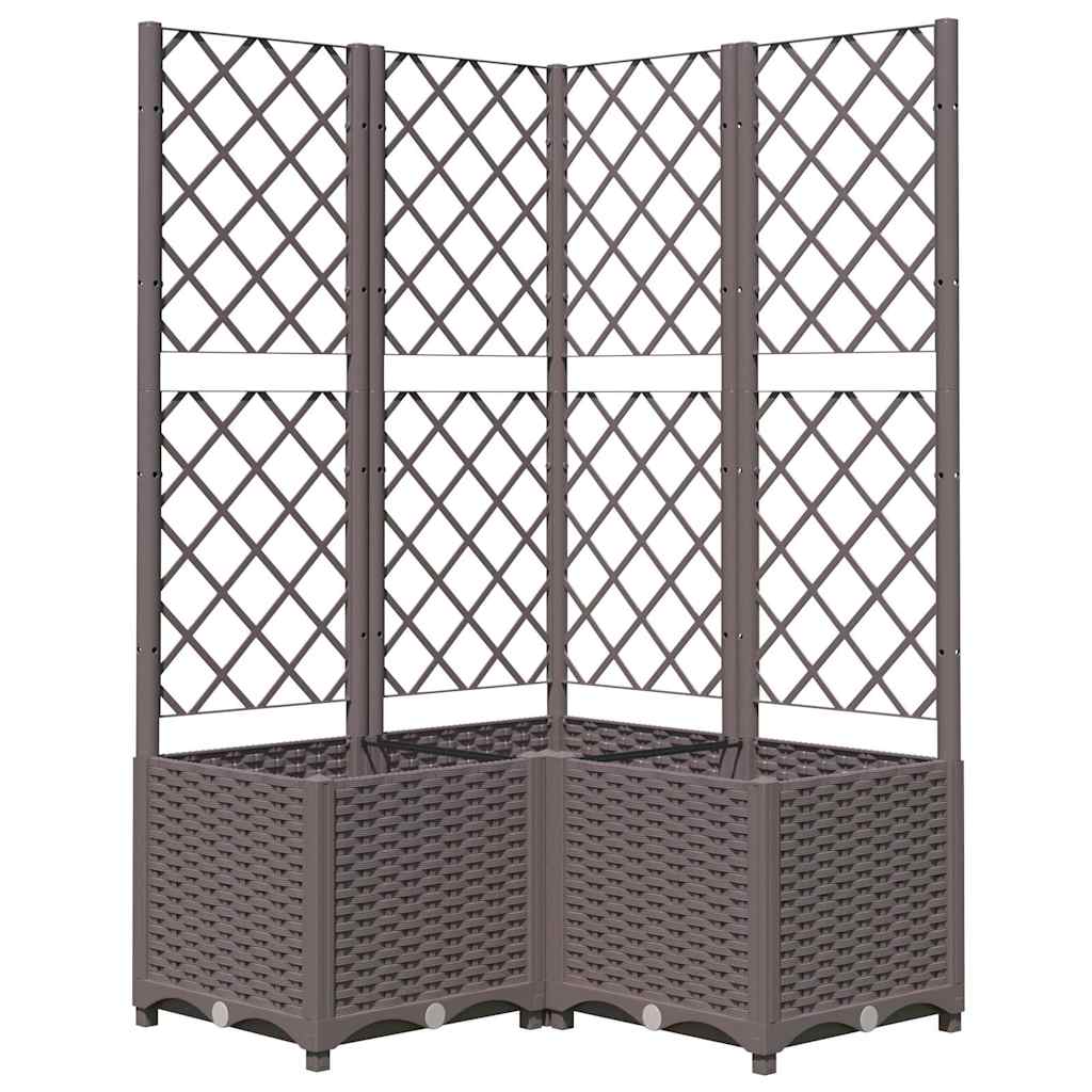 vidaXL Ζαρντινιέρα Κήπου με Καφασωτό Καφέ 80 x 80 x 136 εκ. από PP - Image 2
