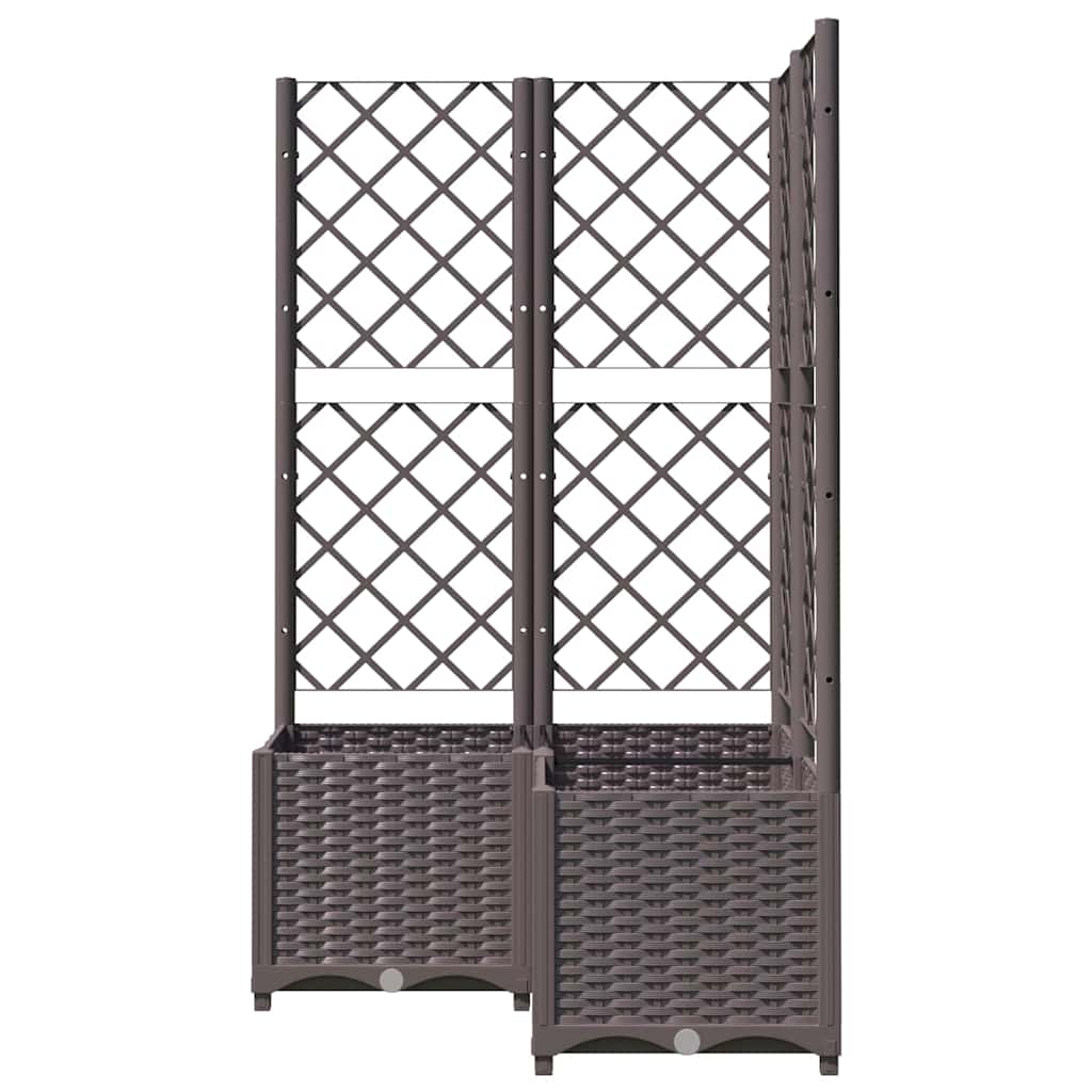 vidaXL Ζαρντινιέρα Κήπου με Καφασωτό Καφέ 80 x 80 x 136 εκ. από PP - Image 4