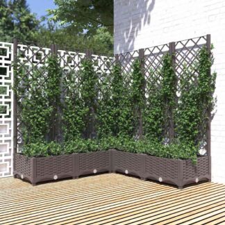 vidaXL Ζαρντινιέρα Κήπου με Καφασωτό Καφέ 120x120x121,5 εκ. από PP