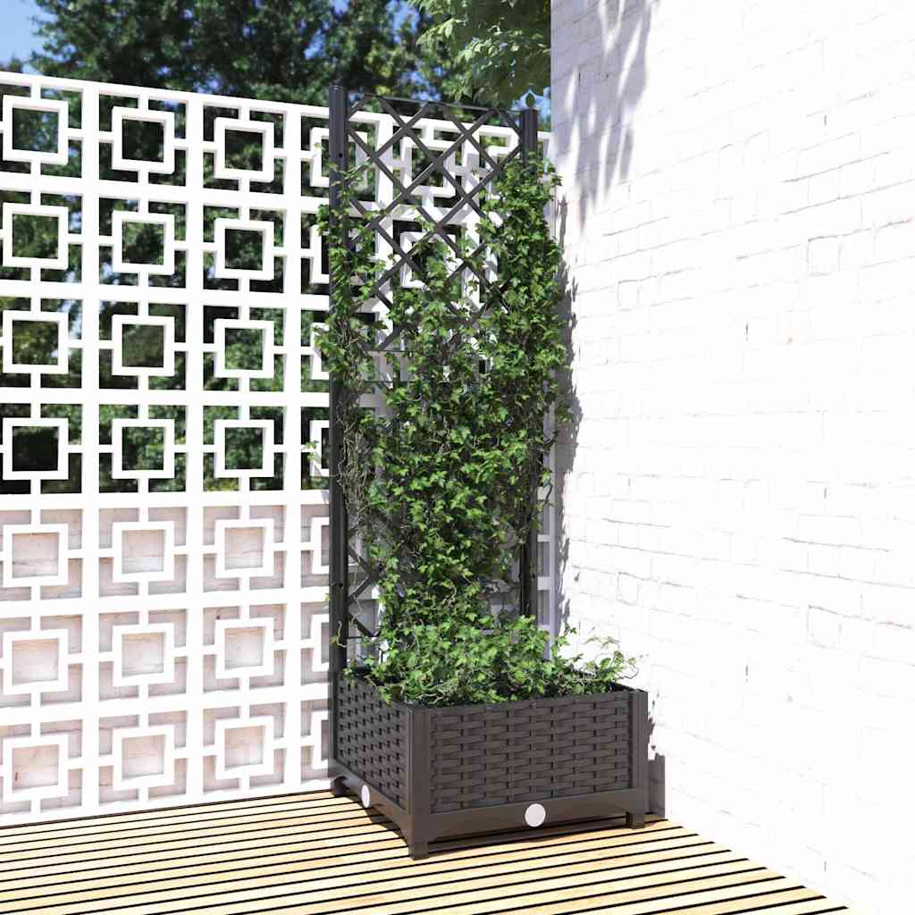 vidaXL Γλάστρα Κήπου με Πλέγμα Μαύρη 40x40x121,5 εκ. από Πολυπροπυλένιο