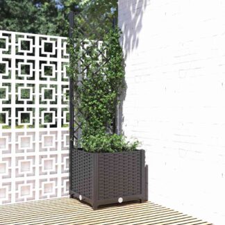 vidaXL Γλάστρα Κήπου με Πλέγμα Μαύρη 40x40x136 εκ. από Πολυπροπυλένιο