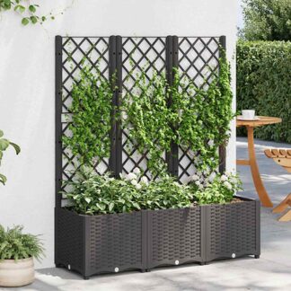 vidaXL Γλάστρα Κήπου με Πλέγμα Μαύρη 120x40x136 εκ. από Πολυπροπυλένιο