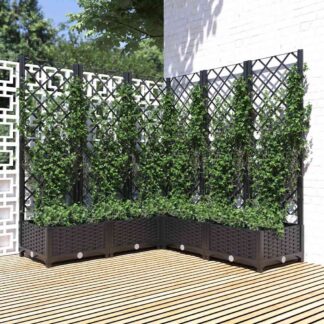 vidaXL Ζαρντινιέρα Κήπου με Καφασωτό Μαύρο 120x120x121,5 εκ. από PP