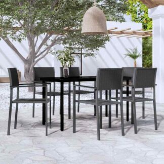 vidaXL Σετ Τραπεζαρίας Κήπου 7 Τεμαχίων Μαύρο
