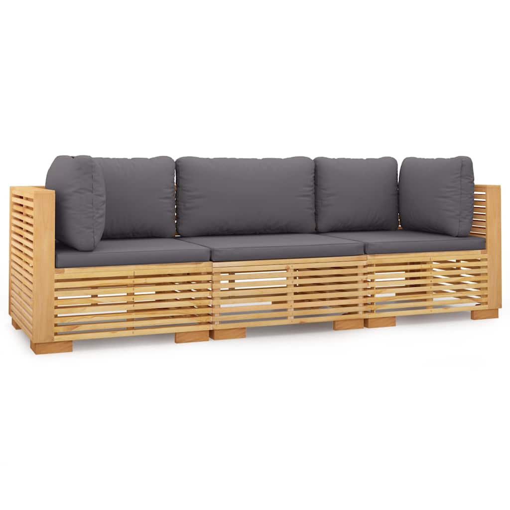 vidaXL Σαλόνι Κήπου Σετ 3 Τεμαχίων από Μασίφ Ξύλο Teak με Μαξιλάρια - Image 2