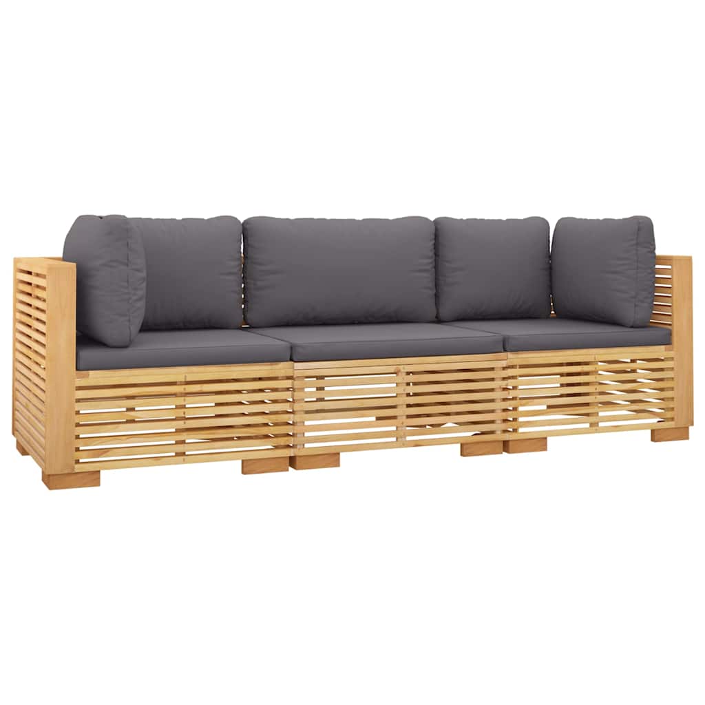 vidaXL Σαλόνι Κήπου Σετ 3 Τεμαχίων από Μασίφ Ξύλο Teak με Μαξιλάρια - Image 3