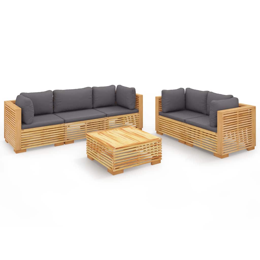 vidaXL Σαλόνι Κήπου Σετ 6 Τεμαχίων από Μασίφ Ξύλο Teak με Μαξιλάρια - Image 2