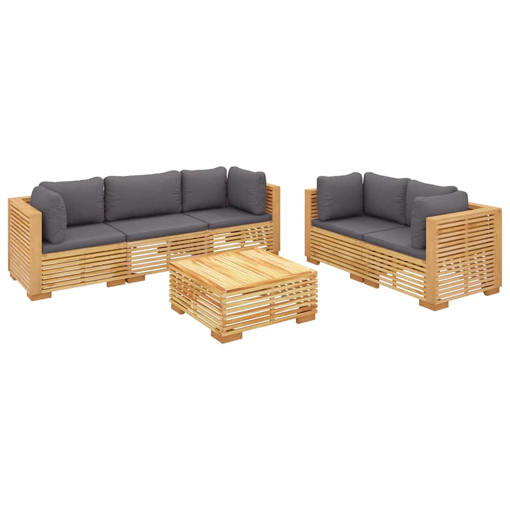 vidaXL Σαλόνι Κήπου Σετ 6 Τεμαχίων από Μασίφ Ξύλο Teak με Μαξιλάρια - Image 3