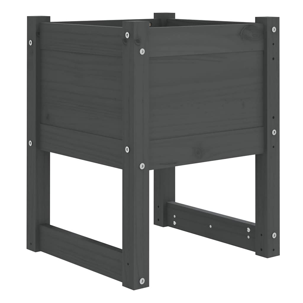 vidaXL Ζαρντινιέρες 2 τεμ. Γκρι 40x40x52,5 εκ. από Μασίφ Ξύλο Πεύκου - Image 4