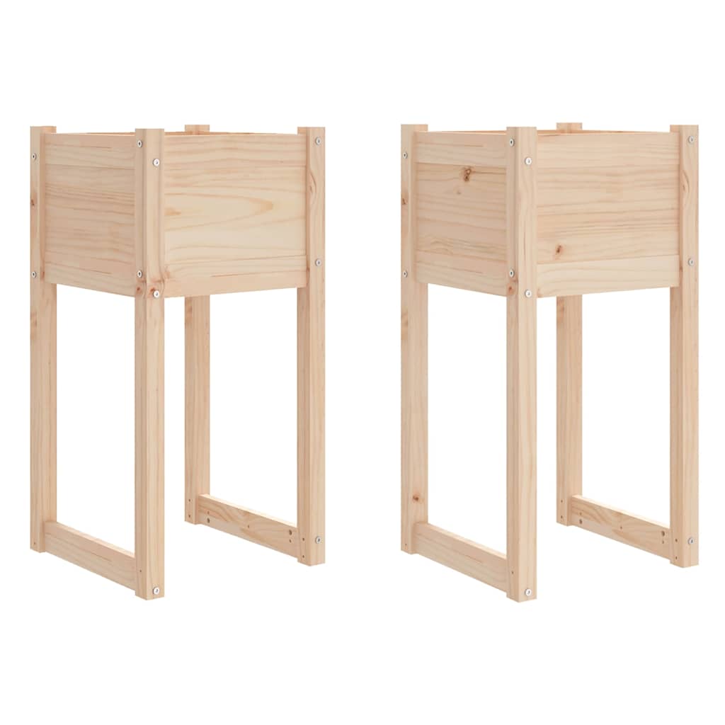 vidaXL Ζαρντινιέρες 2 τεμ. 40x40x81 εκ. από Μασίφ Ξύλο Πεύκου - Image 2