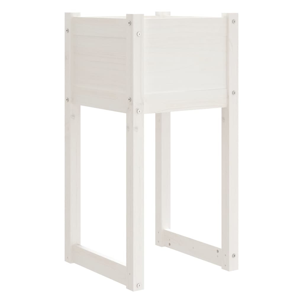 vidaXL Ζαρντινιέρα Λευκή 40 x 40 x 81 εκ. από Μασίφ Ξύλο Πεύκου - Image 2