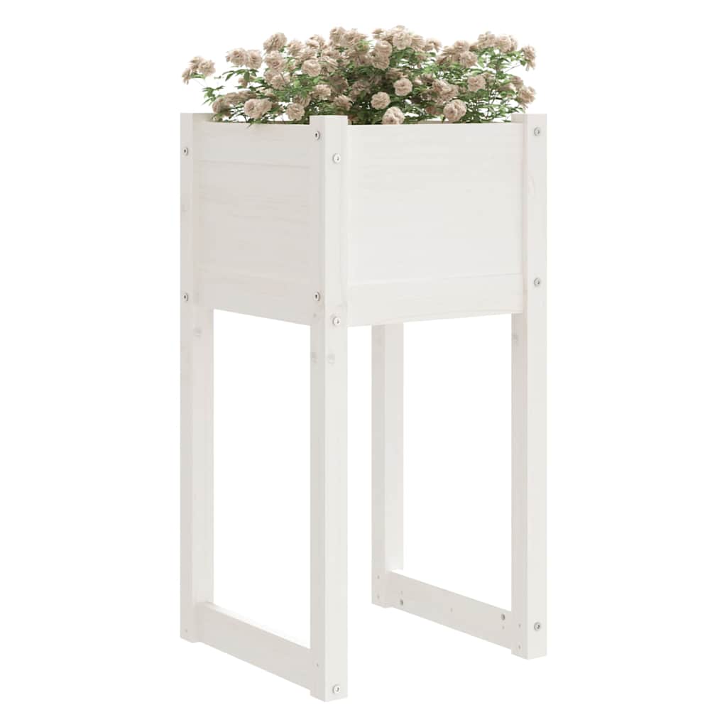 vidaXL Ζαρντινιέρα Λευκή 40 x 40 x 81 εκ. από Μασίφ Ξύλο Πεύκου - Image 3