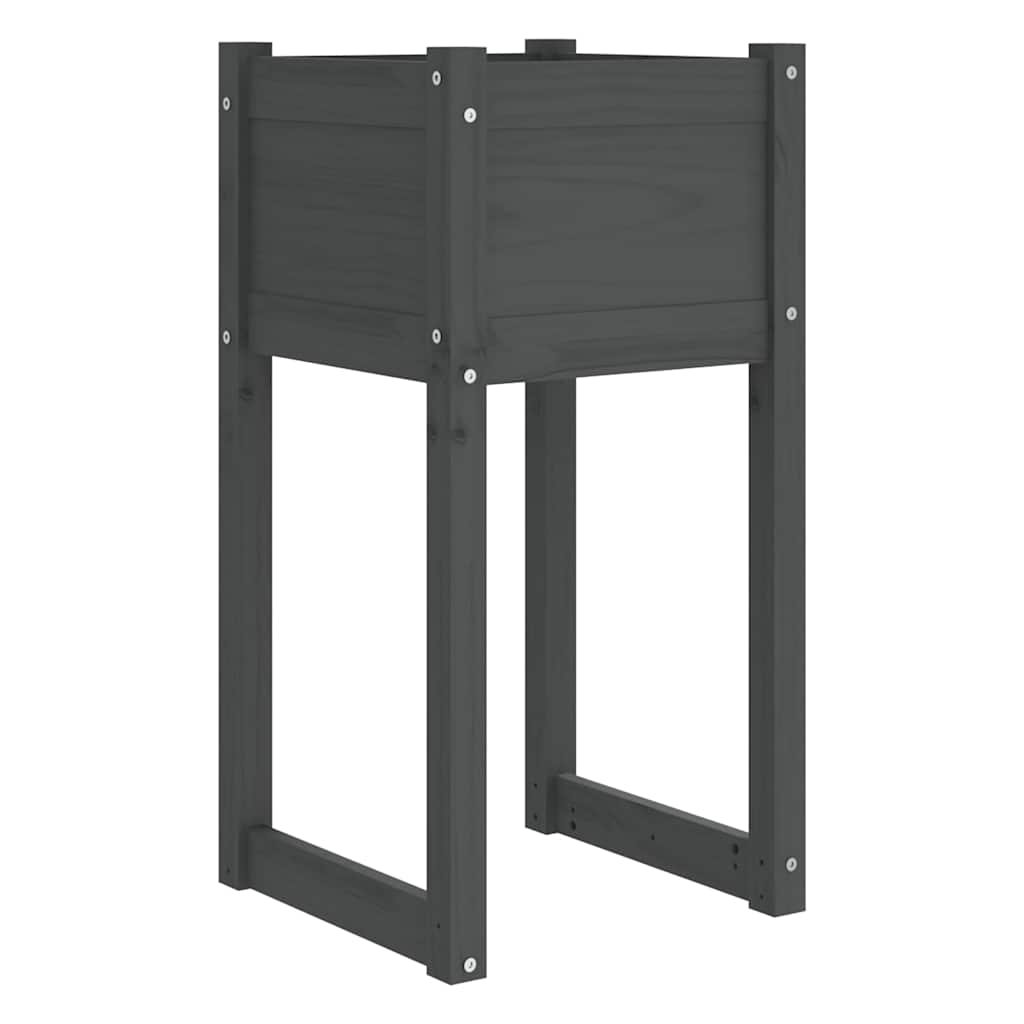 vidaXL Ζαρντινιέρα Γκρι 40x40x81 εκ. από Μασίφ Ξύλο Πεύκου - Image 2