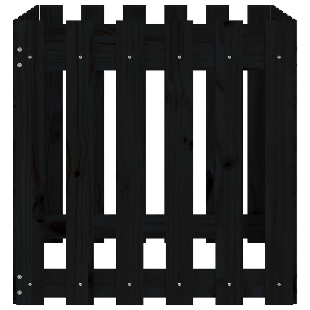 vidaXL Ζαρντινιέρα με Σχέδιο Φράχτη Μαύρη 60 x 60 x 60 εκ. Μασίφ Πεύκο - Image 5