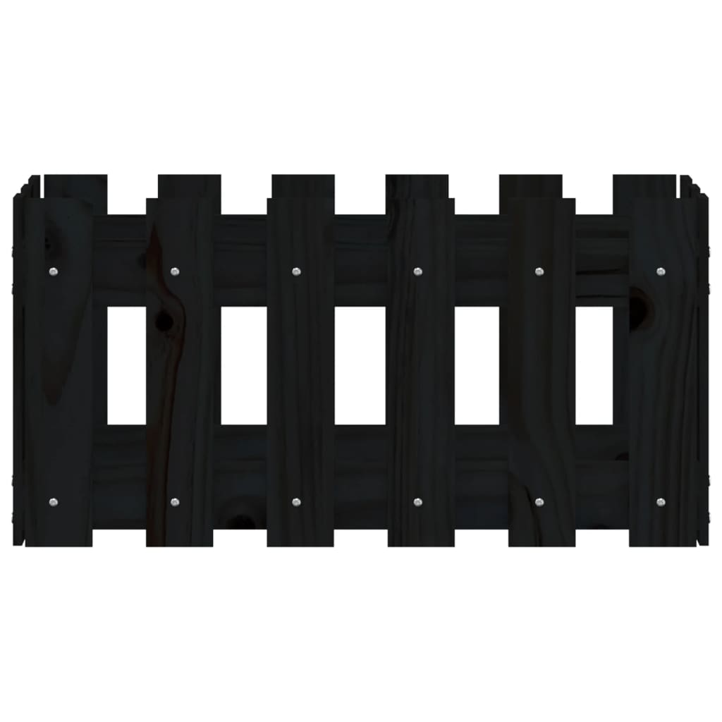 vidaXL Ζαρντινιέρα με Σχέδιο Φράχτη Μαύρη 60 x 30 x 30 εκ. Μασίφ Πεύκο - Image 5
