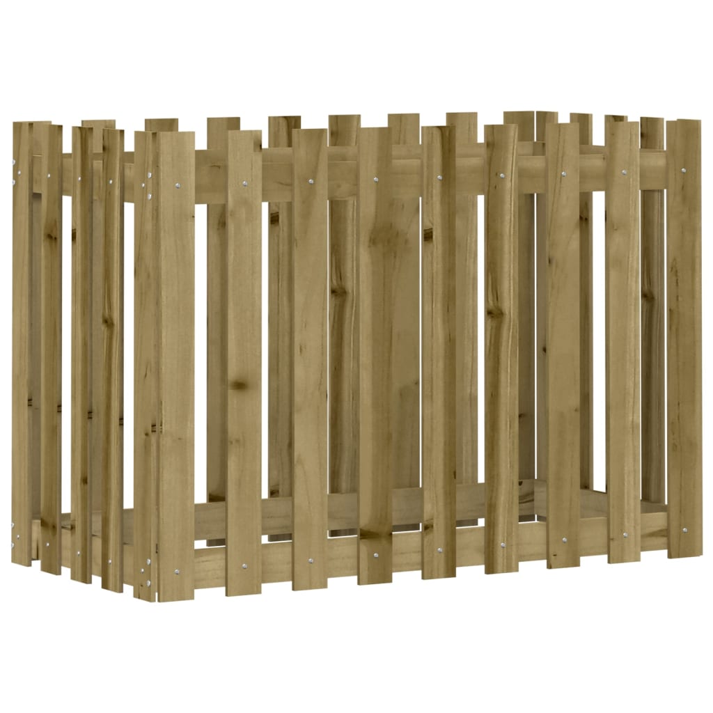 vidaXL Ζαρντινιέρα με Σχέδιο Φράχτη 100x50x70εκ. Εμποτισμ. Ξύλο Πεύκου - Image 2