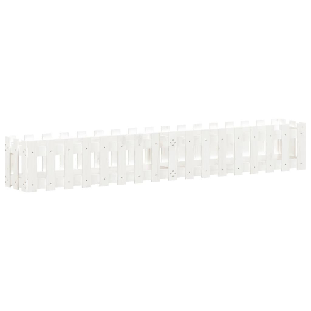 vidaXL Ζαρντινιέρα με Σχέδιο Φράχτη Λευκή 200x30x30 εκ. Μασίφ Πεύκο - Image 4