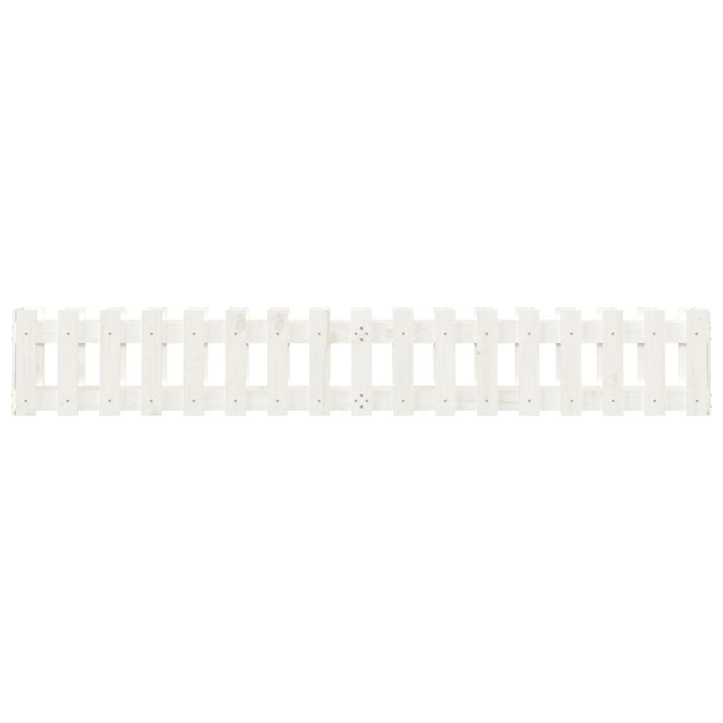 vidaXL Ζαρντινιέρα με Σχέδιο Φράχτη Λευκή 200x30x30 εκ. Μασίφ Πεύκο - Image 5