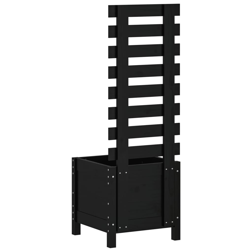 vidaXL Ζαρντινιέρα με Ράφι Μαύρη 39x39,5x114εκ. από Μασίφ Ξύλο Πεύκου - Image 4