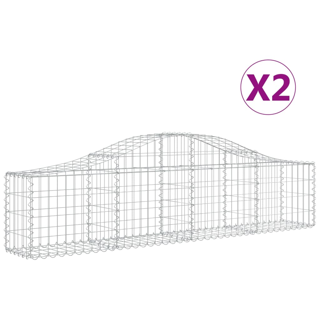 vidaXL Συρματοκιβώτια Τοξωτά 2 τεμ. 200x30x40/60 εκ. Γαλβαν. Ατσάλι - Image 2