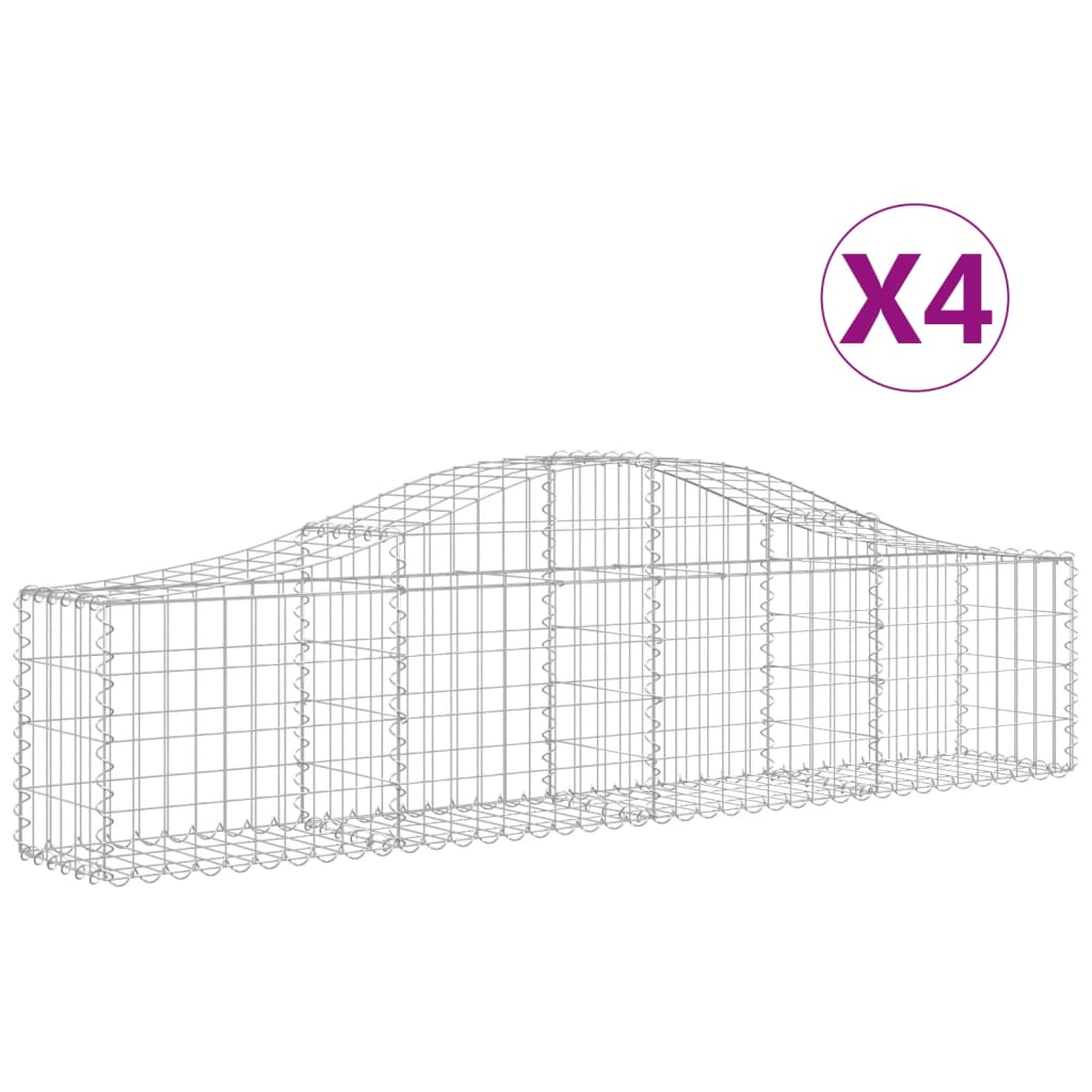 vidaXL Συρματοκιβώτια Τοξωτά 4 τεμ. 200x30x40/60 εκ. Γαλβαν. Ατσάλι - Image 2