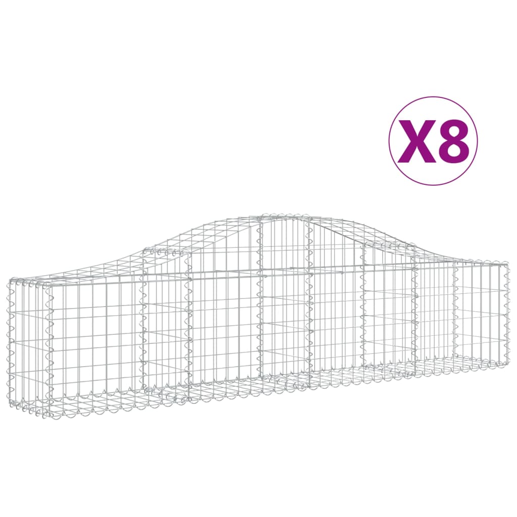 vidaXL Συρματοκιβώτια Τοξωτά 8 τεμ. 200x30x40/60 εκ. Γαλβαν. Ατσάλι - Image 2