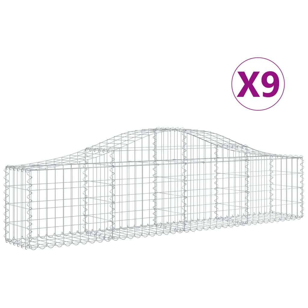 vidaXL Συρματοκιβώτια Τοξωτά 9 τεμ. 200x30x40/60 εκ. Γαλβαν. Ατσάλι - Image 2