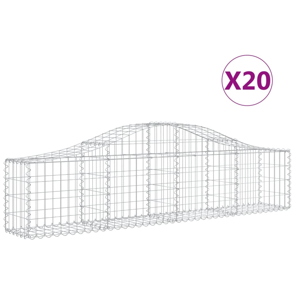 vidaXL Συρματοκιβώτια Τοξωτά 20 τεμ. 200x30x40/60 εκ. Γαλβαν. Ατσάλι - Image 2