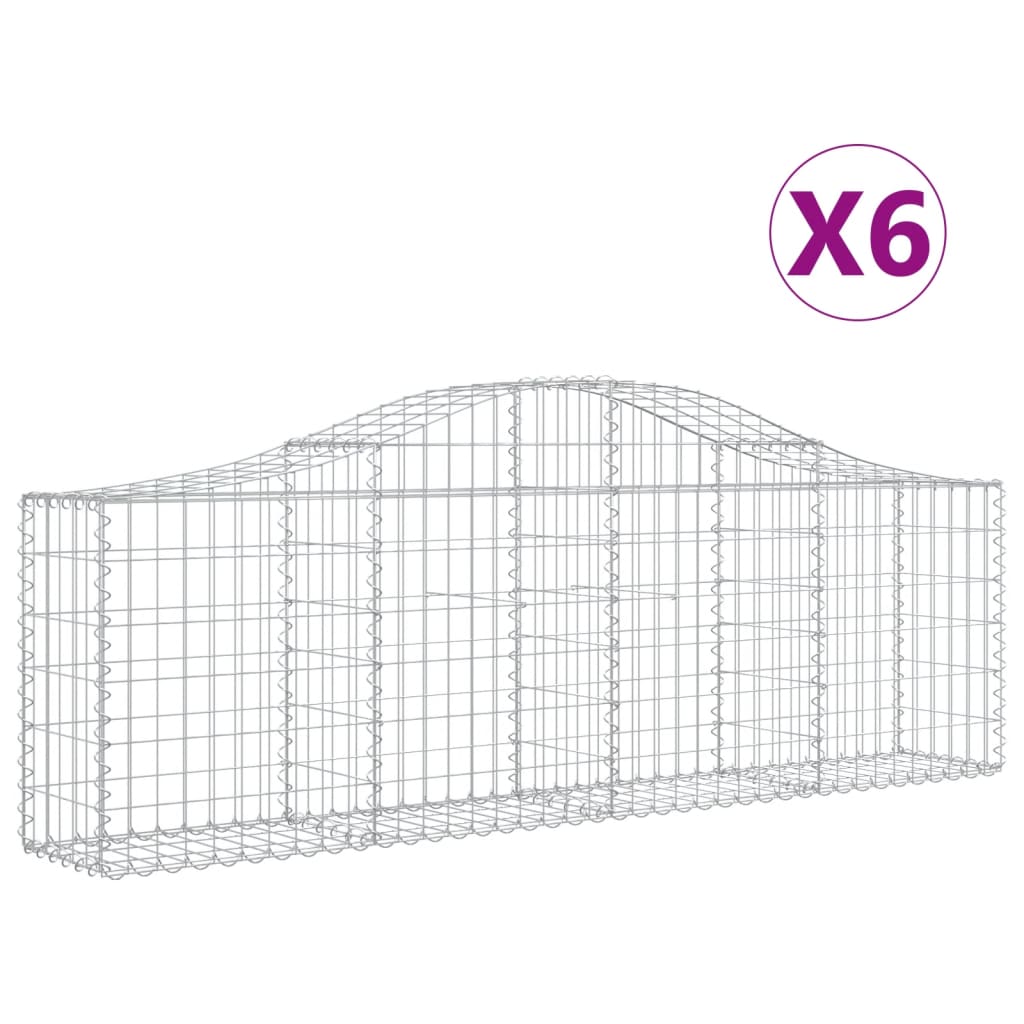 vidaXL Συρματοκιβώτια Τοξωτά 6 τεμ. 200x30x60/80 εκ. Γαλβαν. Ατσάλι - Image 2