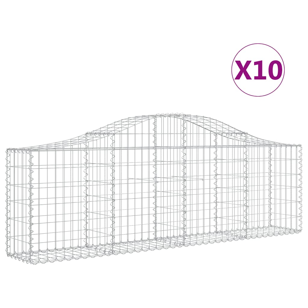 vidaXL Συρματοκιβώτια Τοξωτά 10 τεμ. 200x30x60/80 εκ. Γαλβαν. Ατσάλι - Image 2