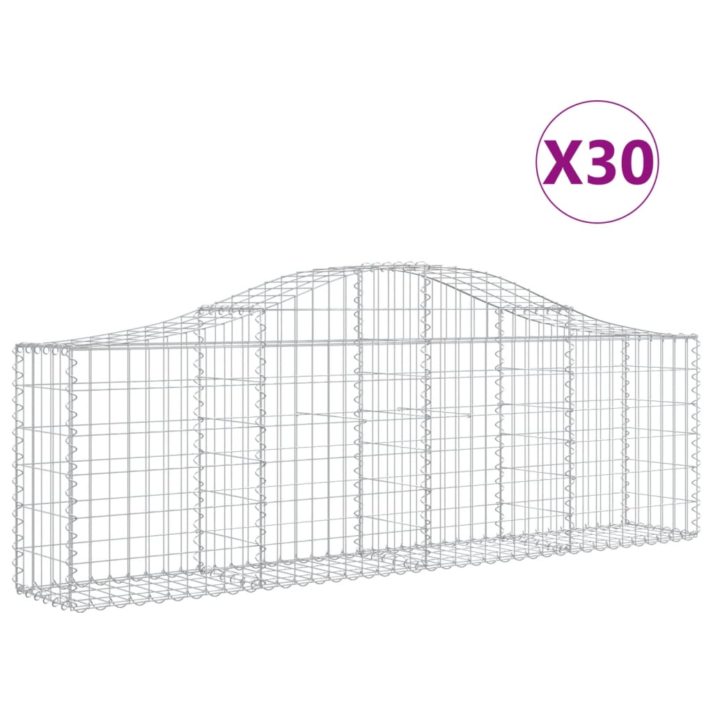 vidaXL Συρματοκιβώτια Τοξωτά 30 τεμ. 200x30x60/80 εκ. Γαλβαν. Ατσάλι - Image 2