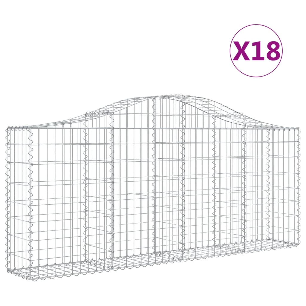 vidaXL Συρματοκιβώτια Τοξωτά 18 τεμ. 200x30x80/100 εκ. Γαλβαν. Ατσάλι - Image 2