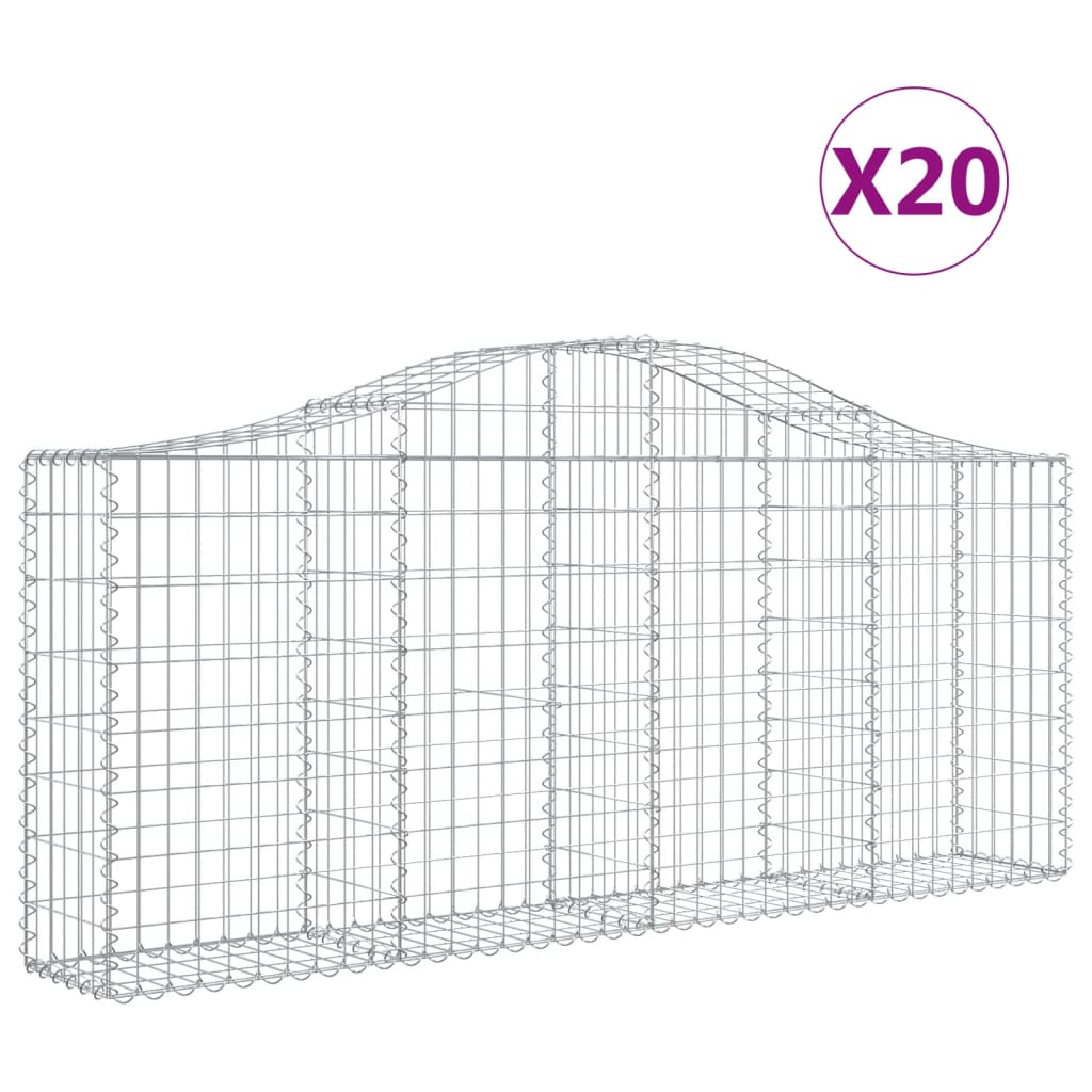 vidaXL Συρματοκιβώτια Τοξωτά 20 τεμ. 200x30x80/100 εκ. Γαλβαν. Ατσάλι - Image 2
