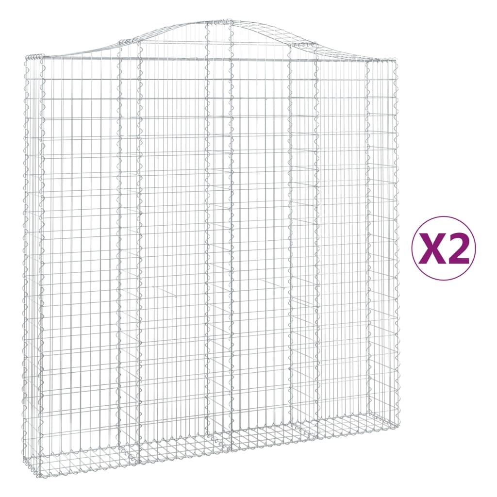 vidaXL Συρματοκιβώτια Τοξωτά 2 τεμ. 200x30x200/220 εκ. Γαλβαν. Ατσάλι - Image 2