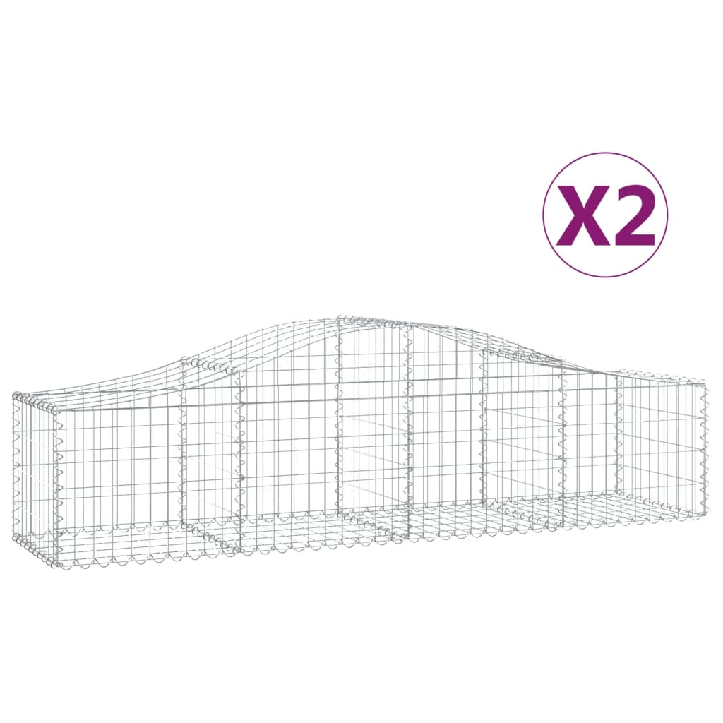 vidaXL Συρματοκιβώτια Τοξωτά 2 τεμ. 200x50x40/60 εκ. Γαλβαν. Ατσάλι - Image 2
